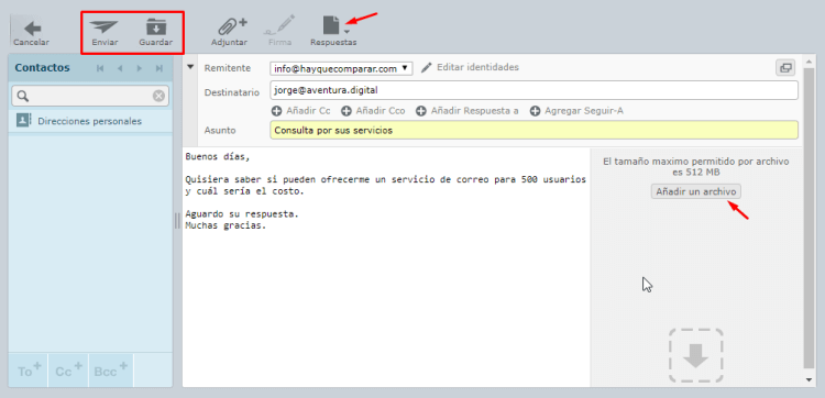 Cómo crear un correo con Roundcube