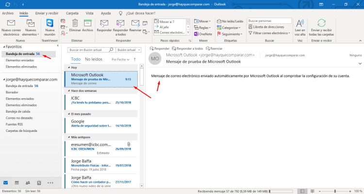 Bandeja de entrada de Outlook